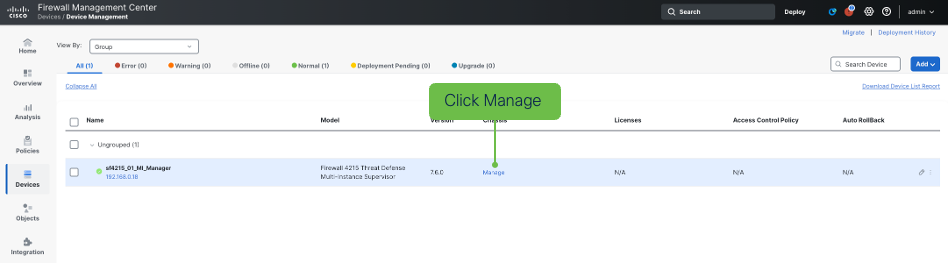 **Figure 9:** Chassis - Manage Link