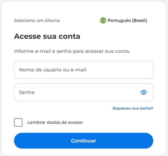 Tela para ir em esqueceu a senha