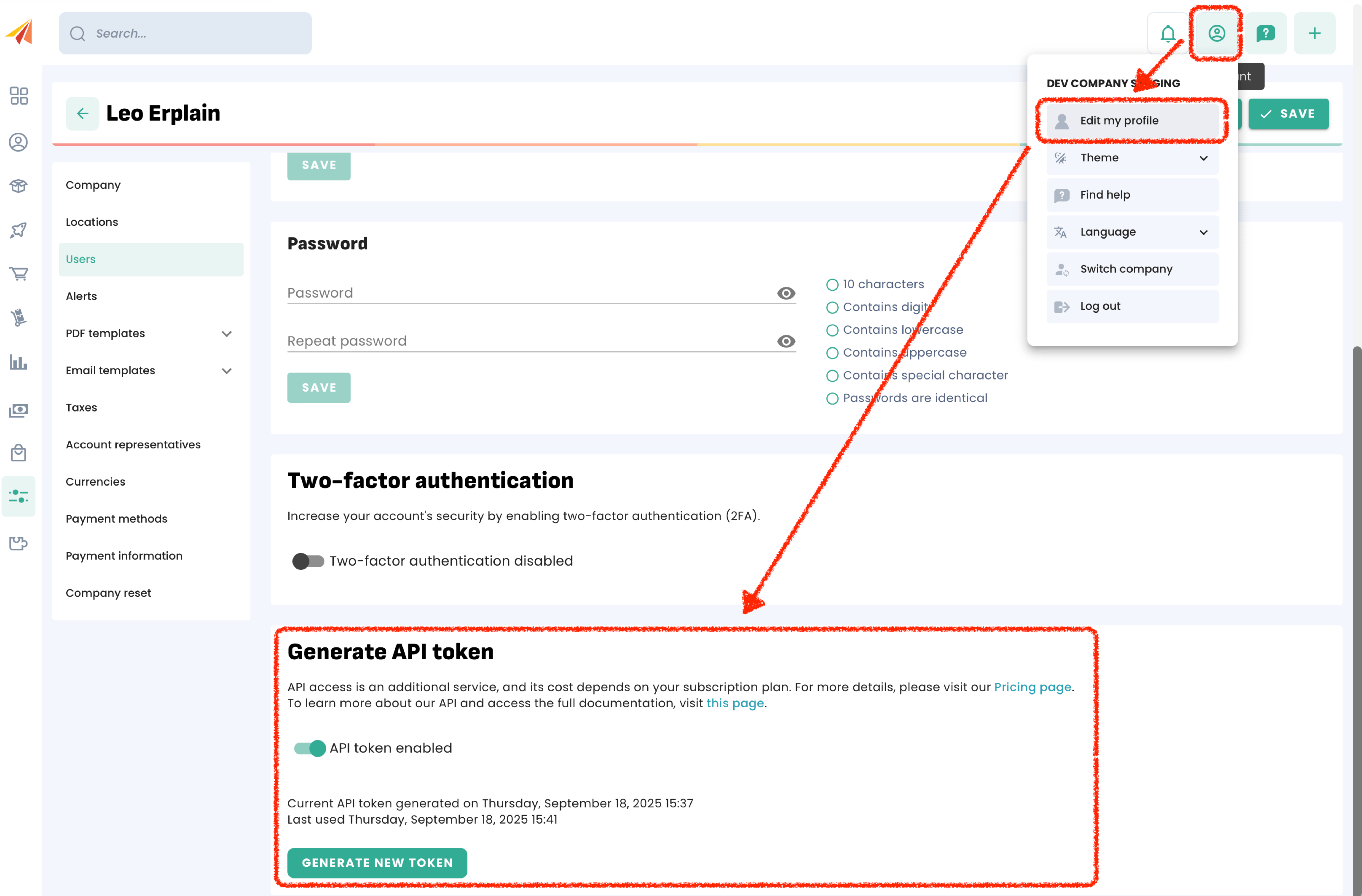 Generate an API token