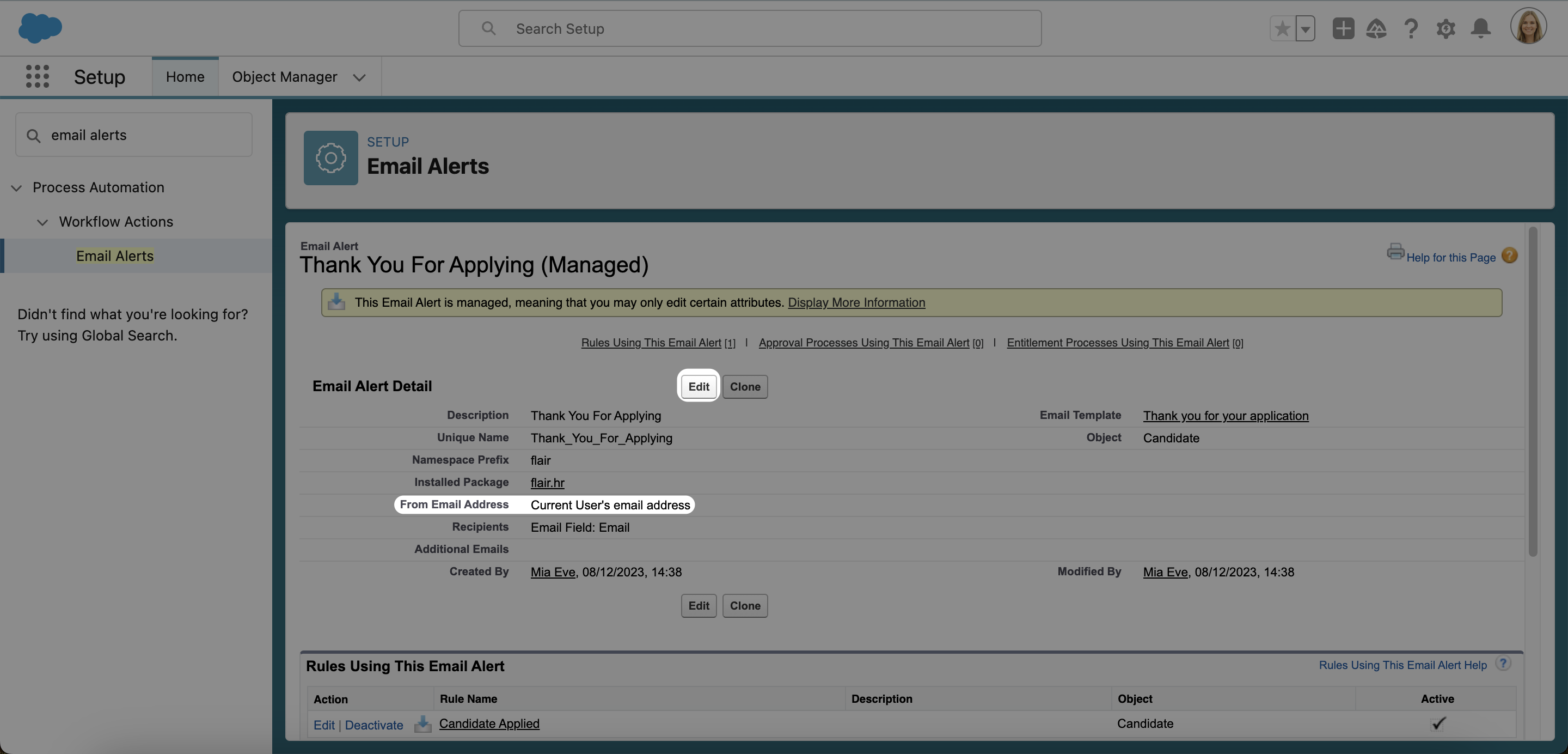 Editing the From Address of Email Alerts in Salesforce