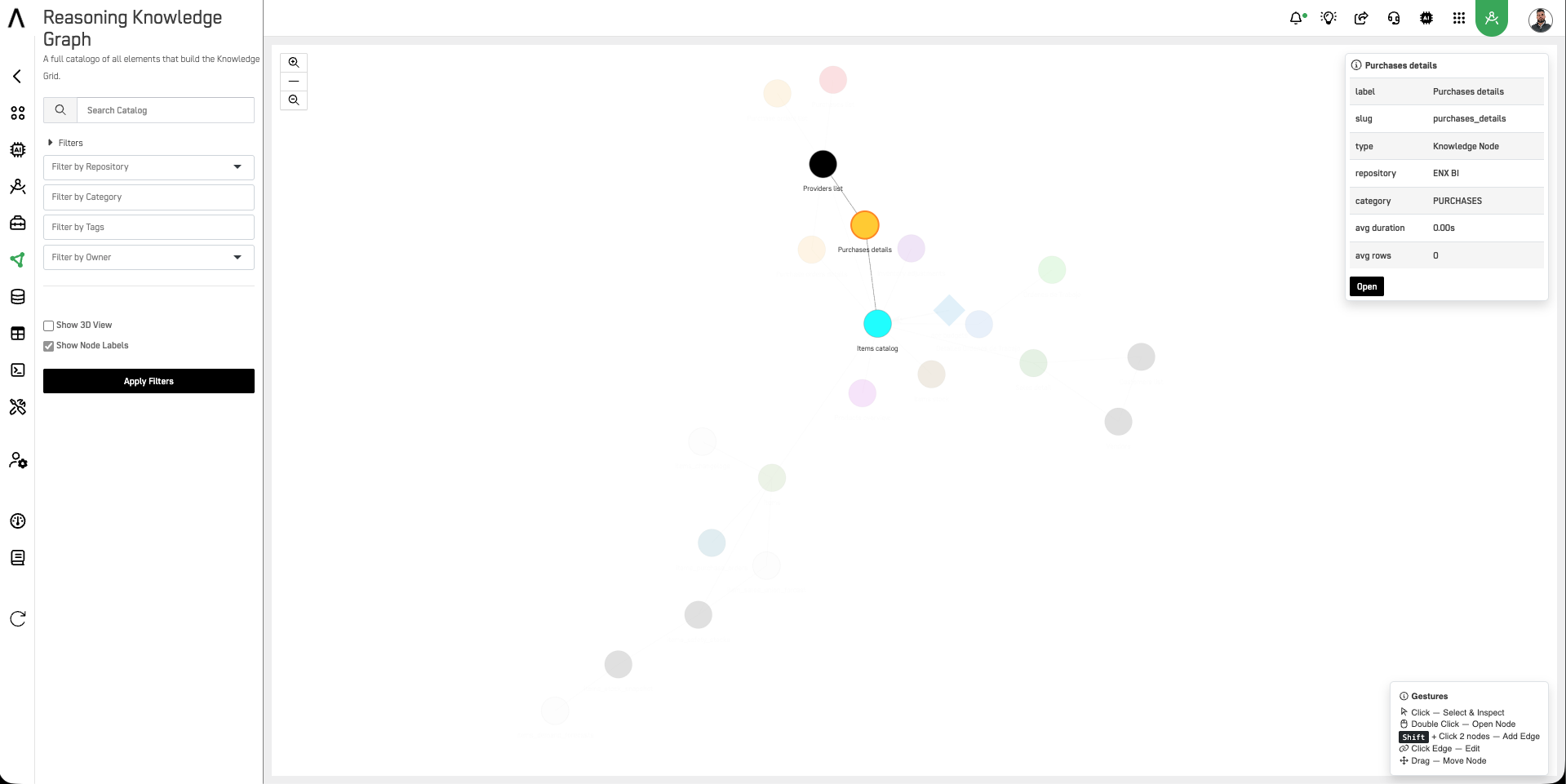Inspector panel — node details