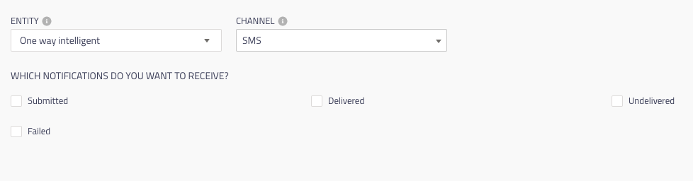 Example Delivery Receipt Webhook - Entity is One-way intelligent service and channel is SMS