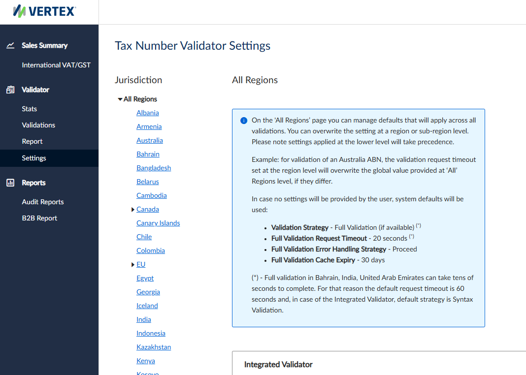 Tax Number Validator Settings