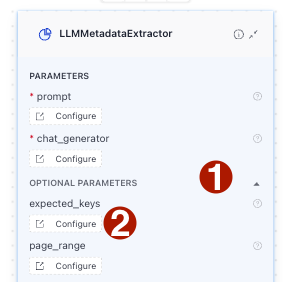 Optional parameters expanded and the configure option highlighted