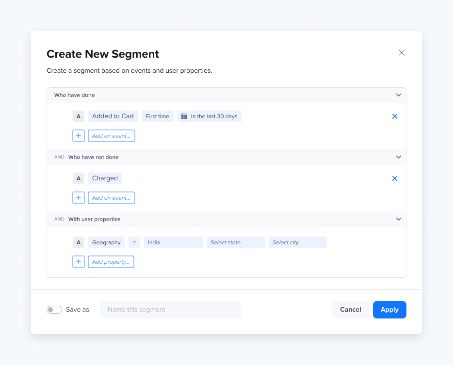 Enter Segment Criteria