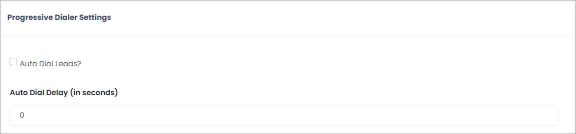 Progressive dialer settings