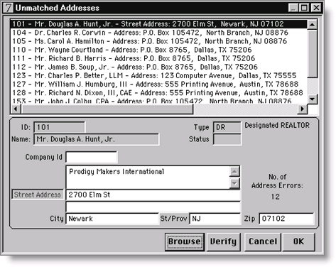 Select Membership > Utilities > Other Data Utilities > Review Unmatched Addresses