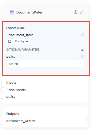 A component card with the parameters section higlighted