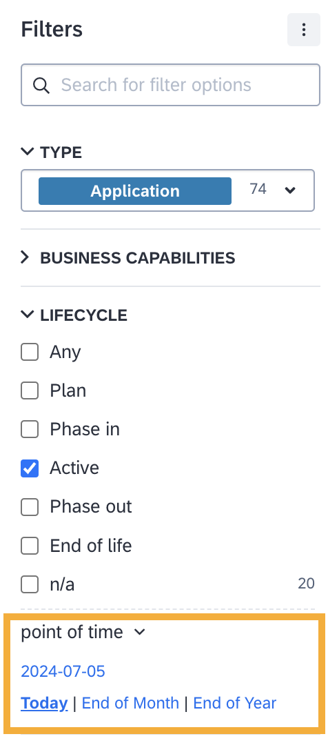 Applying Lifecycle Filters for a Point of Time