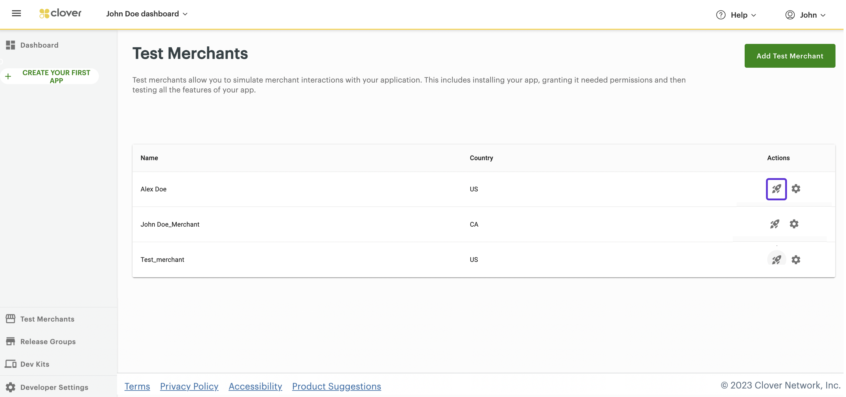 Test Merchants - Launch Dashboard icon