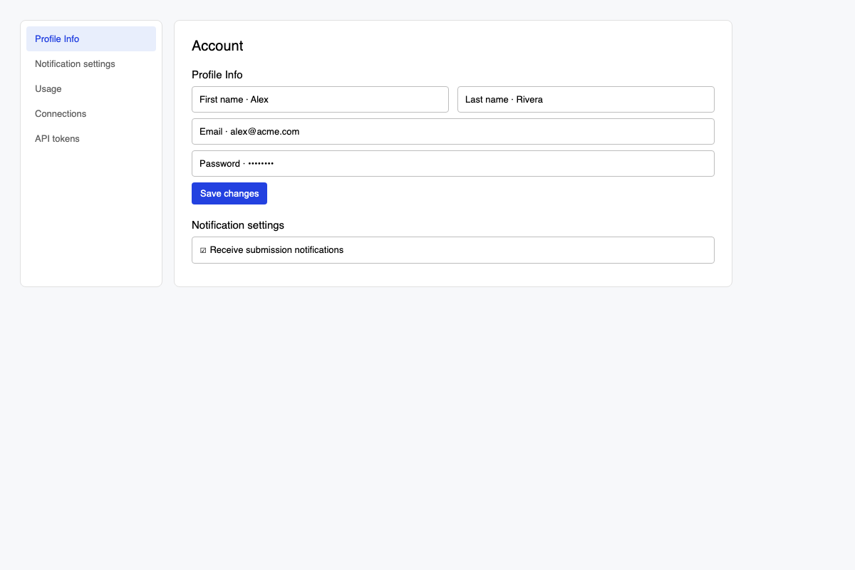 Account settings