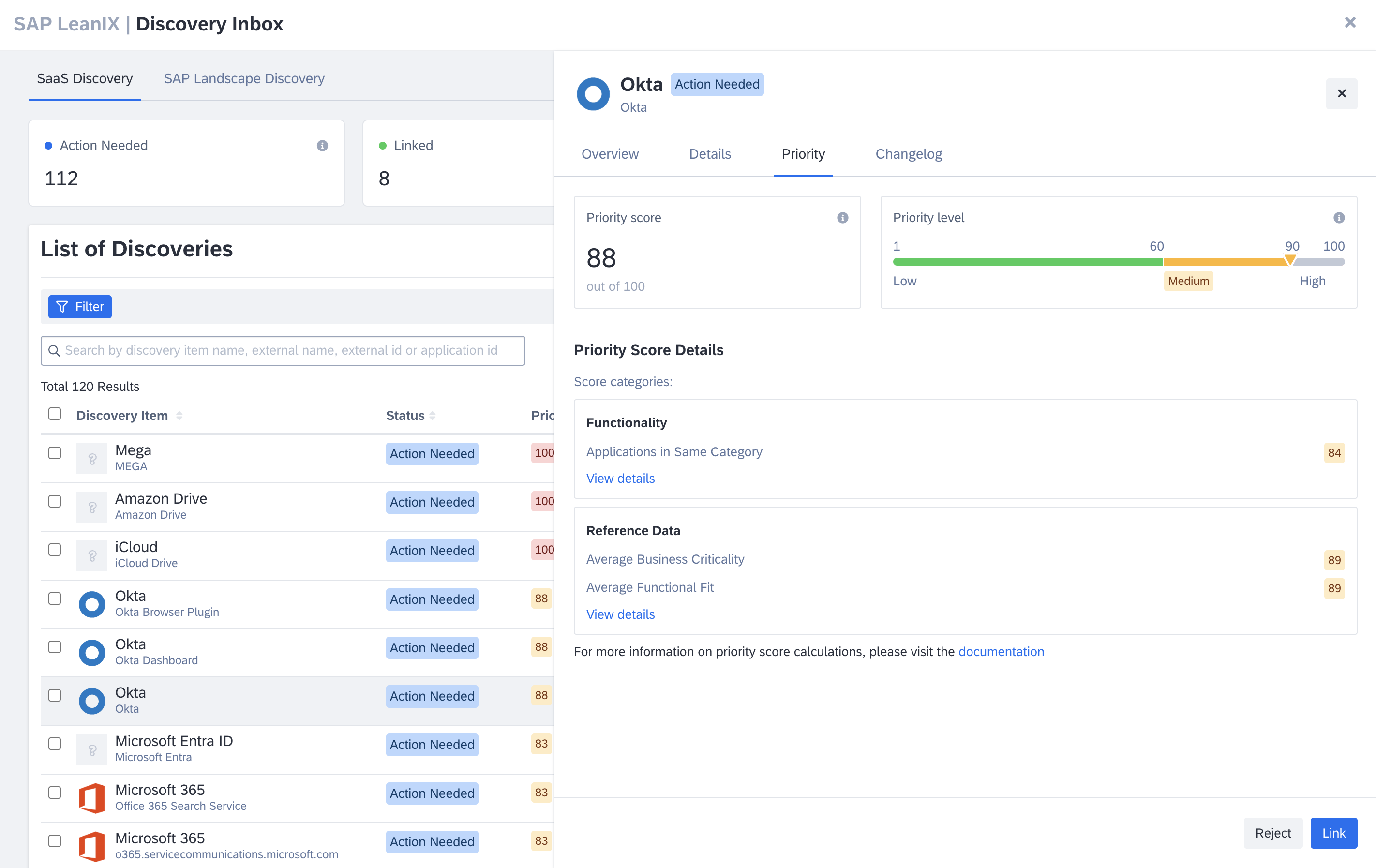 Priority Tab on the Right-Side Pane Detailing the Priority Score