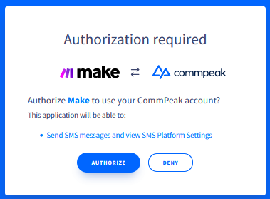 Screenshot of the Authorization dialog