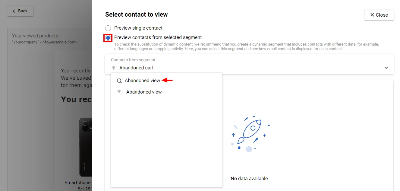 Preview contacts from selected segment