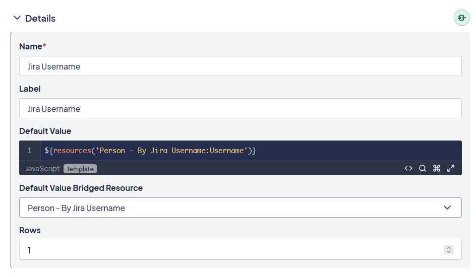 Example of a bridged resource default value