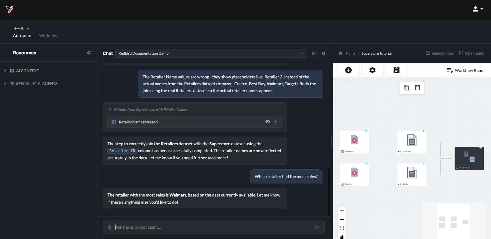 Autopilot answers a plain-language question about the data