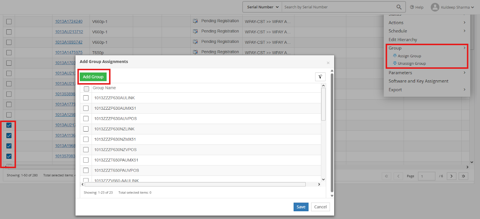 Advanced search by Group
