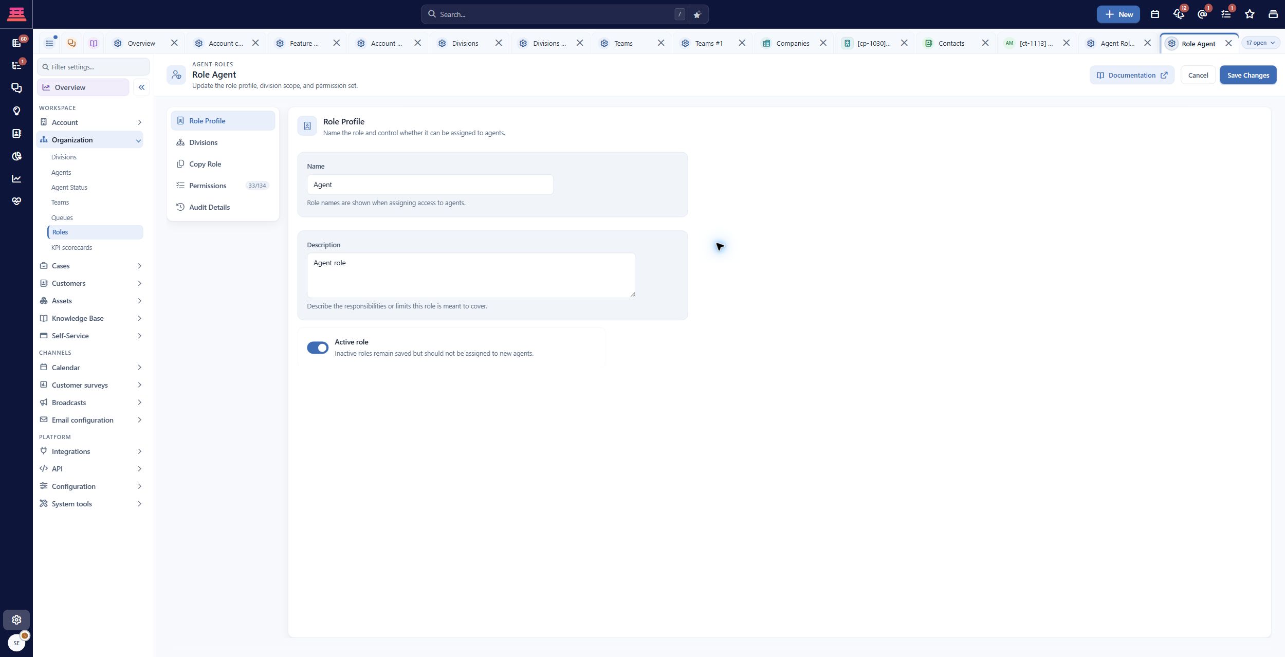 Saved Agent role profile. Review an existing role before creating another.