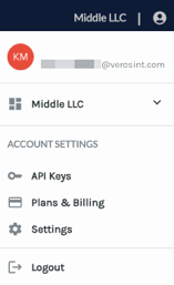 Verosint Account Menu