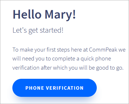 Screenshot of the phone verification confirmation window