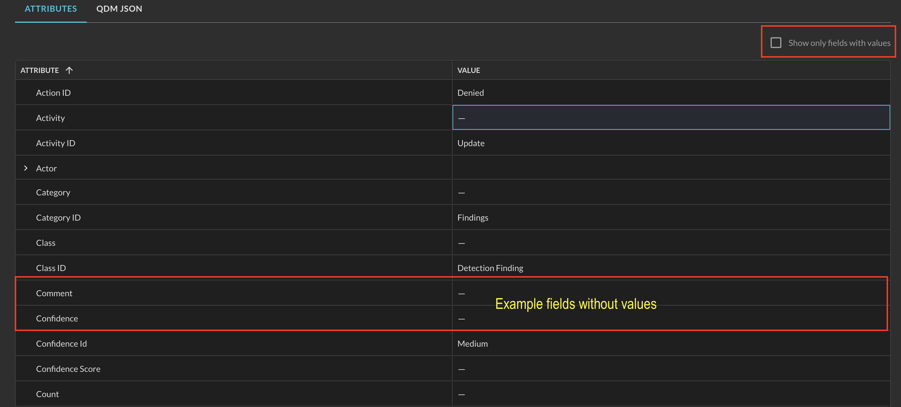 Fig. 16 - Examples of empty values in the results detail grid