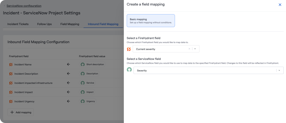 ServiceNow inbound field mapping