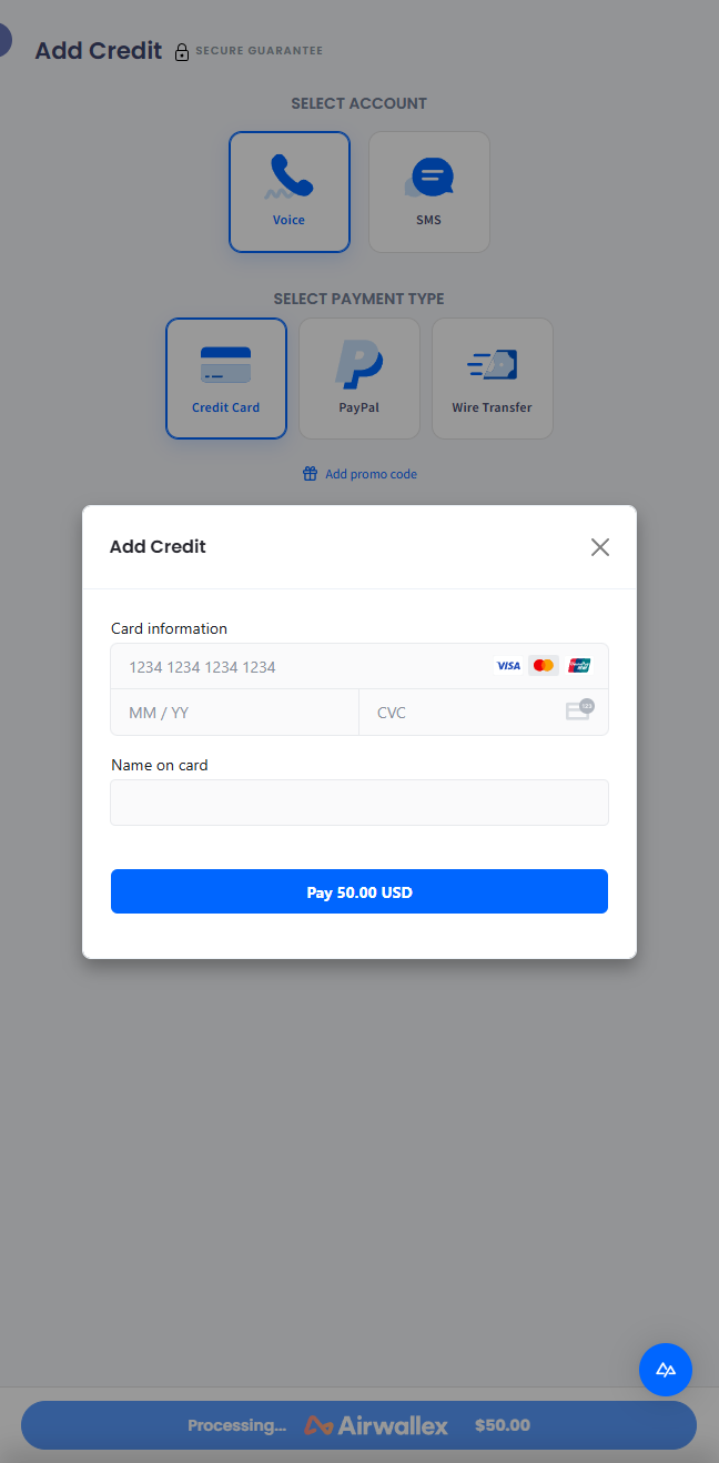 Screenshot of the Select payment method section: One-Time Payment