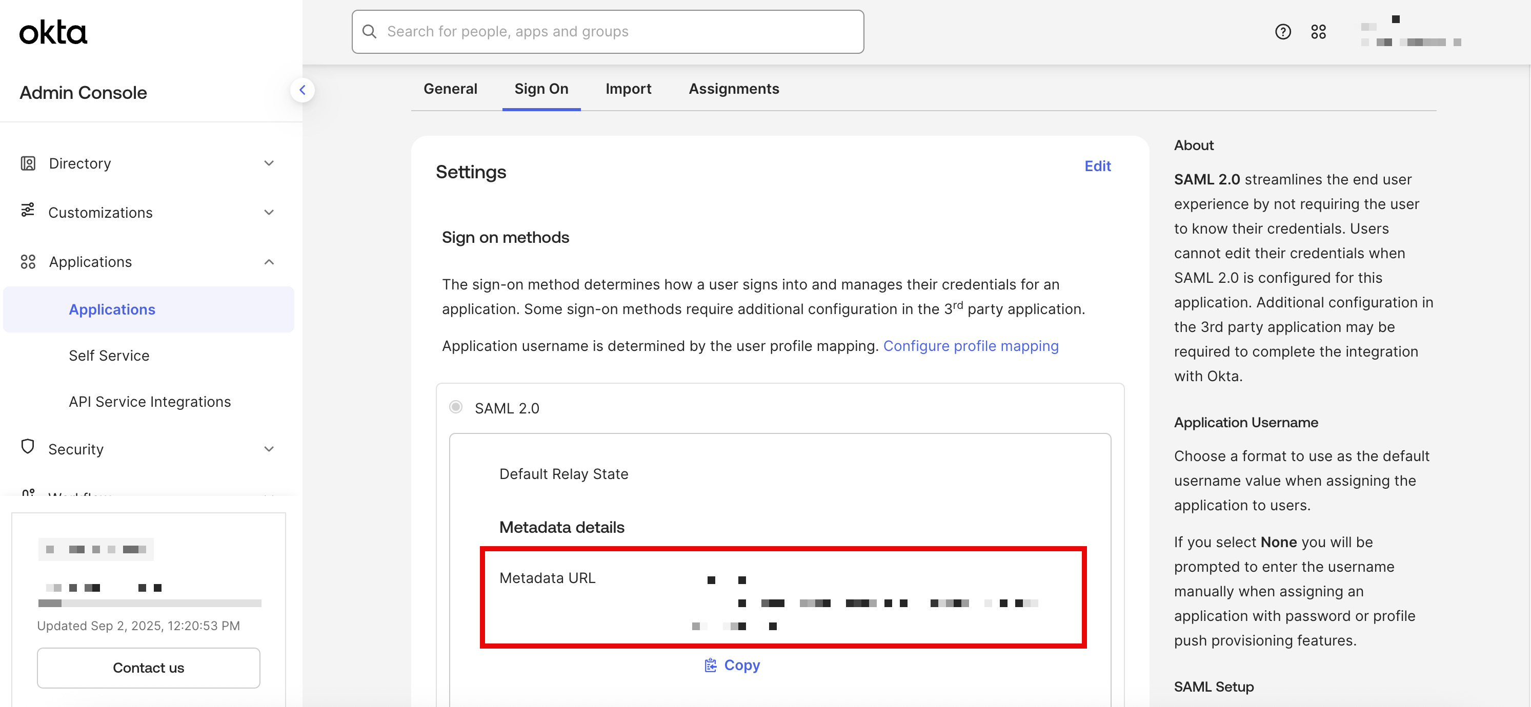 Metadata URL to be used for Sublime