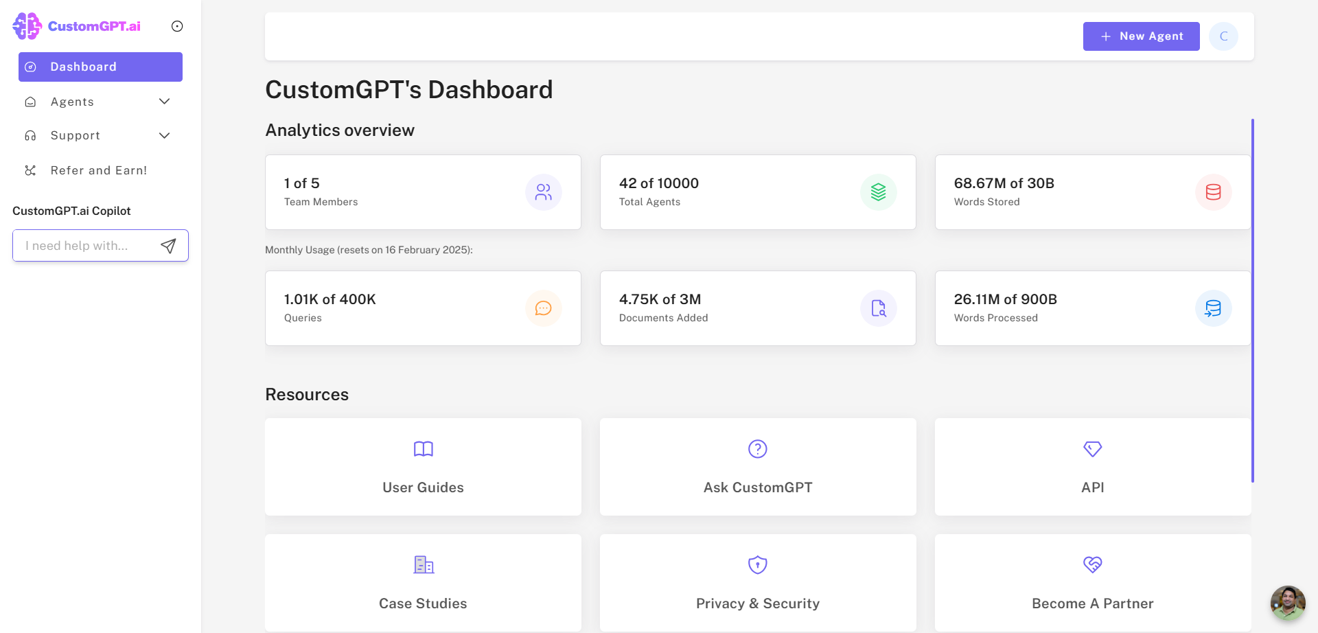 Dashboard - CustomGPT.ai