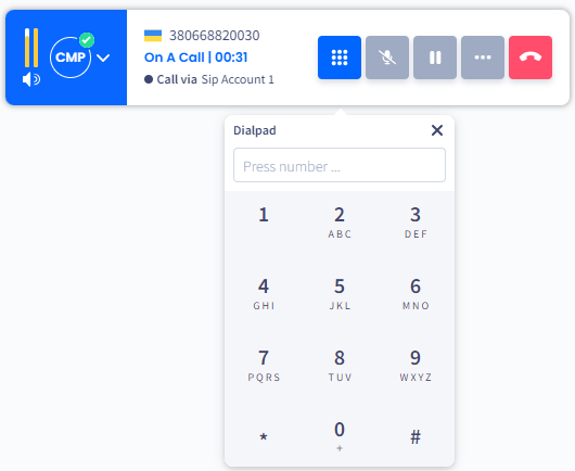 Screenshot of the keypad: mini mode