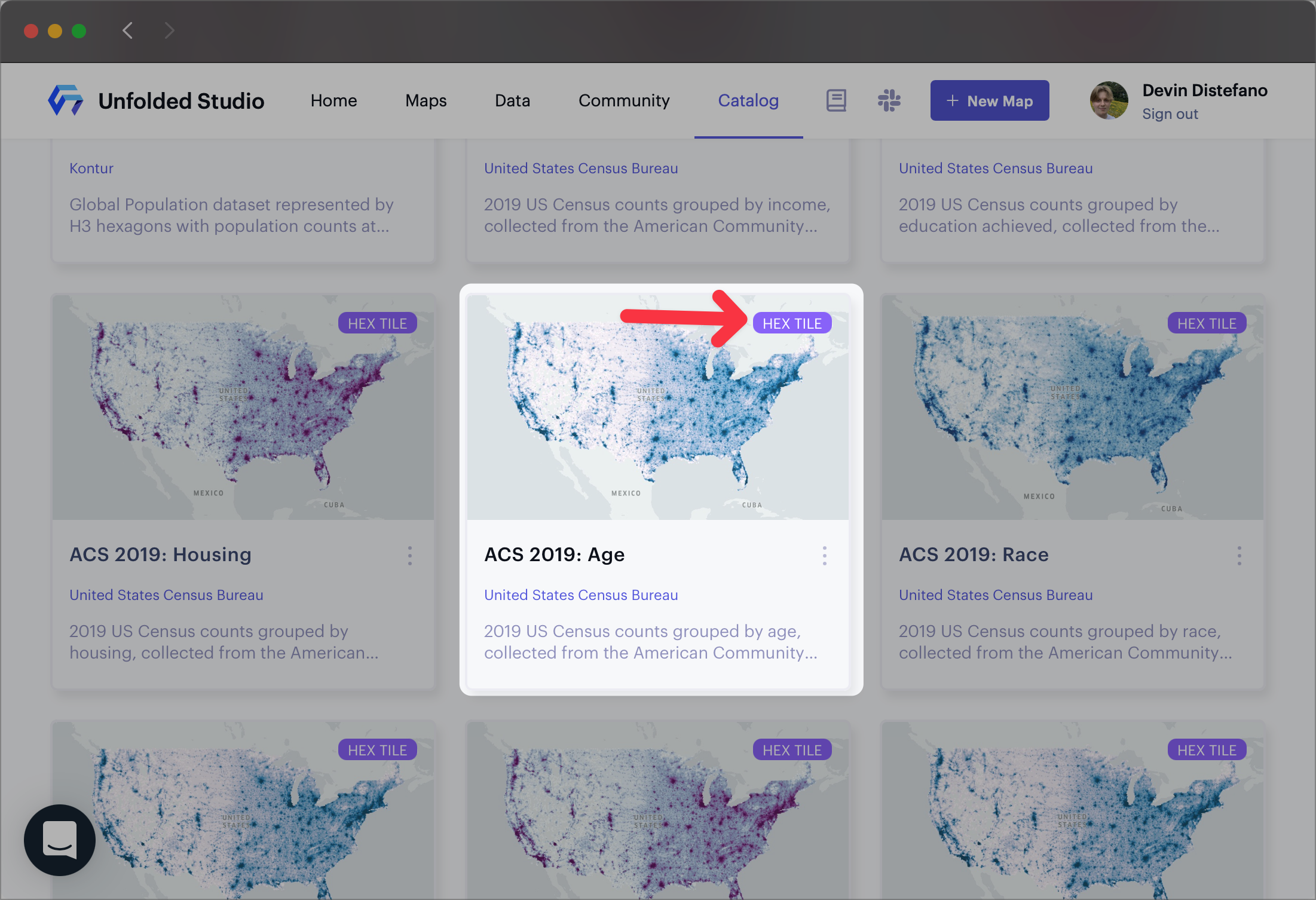 The "ACS 2019: Age" dataset in the Data Catalog.