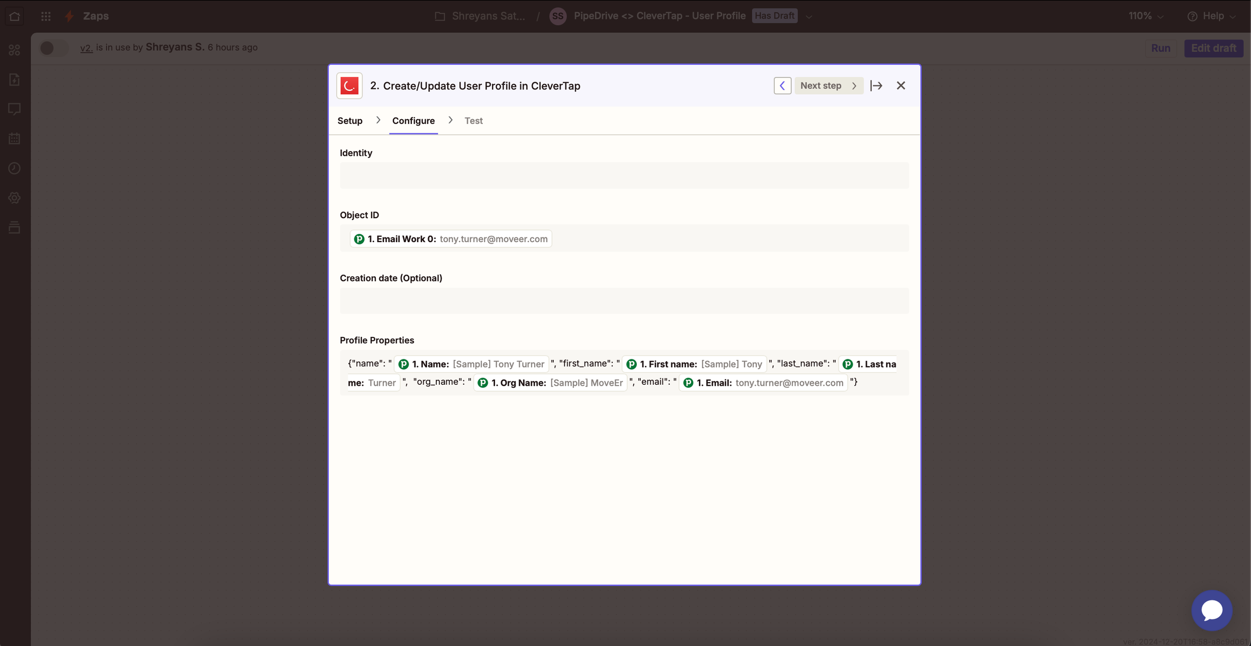Configure the Action