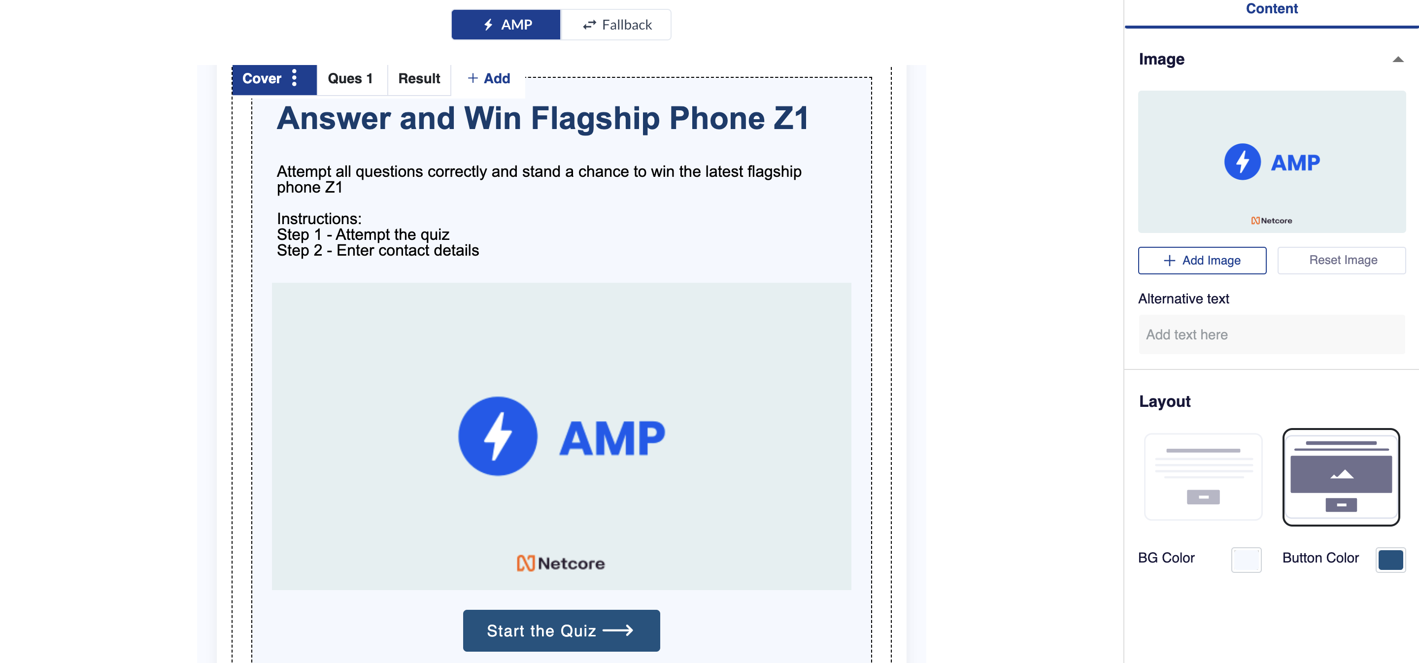 Quiz Data Collection Widget in AMP Editor