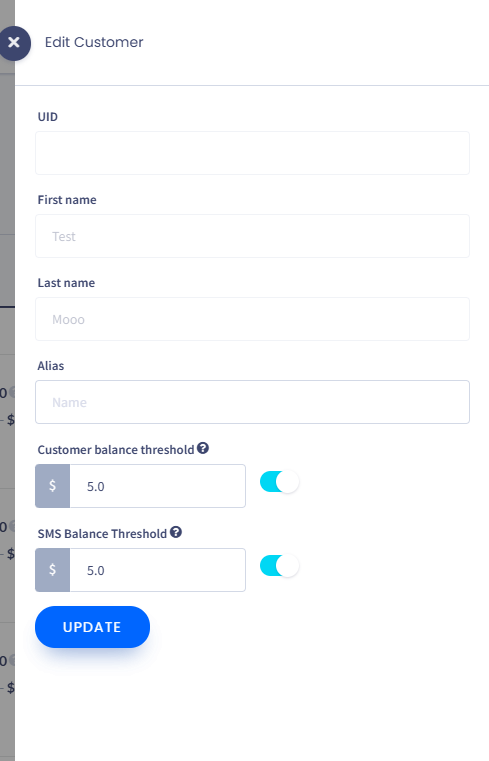 Screenshot of the Edit Customer form