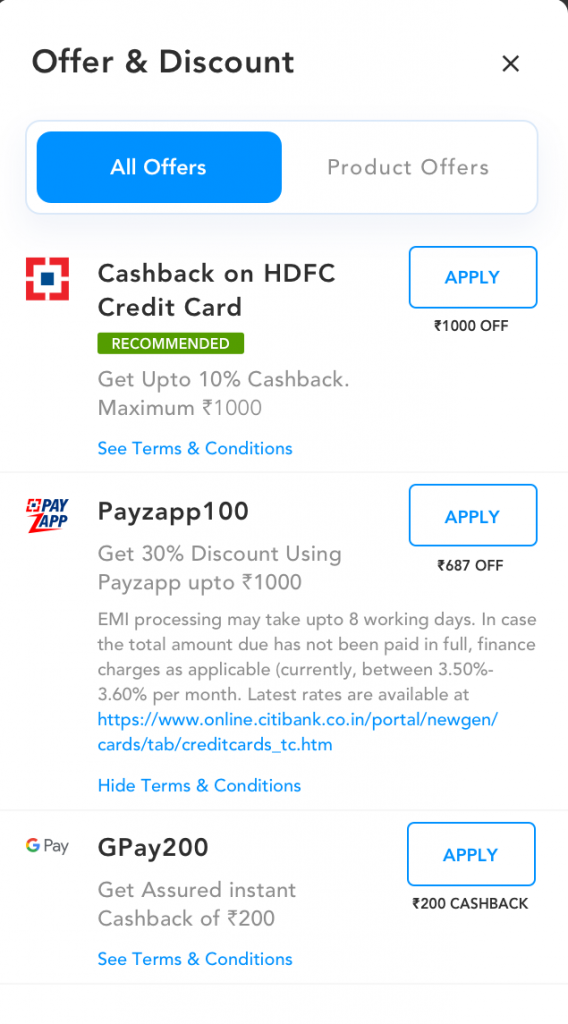 SKU based offer journey step 1