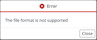 Error message when trying to upload an invalid data type as an attachment