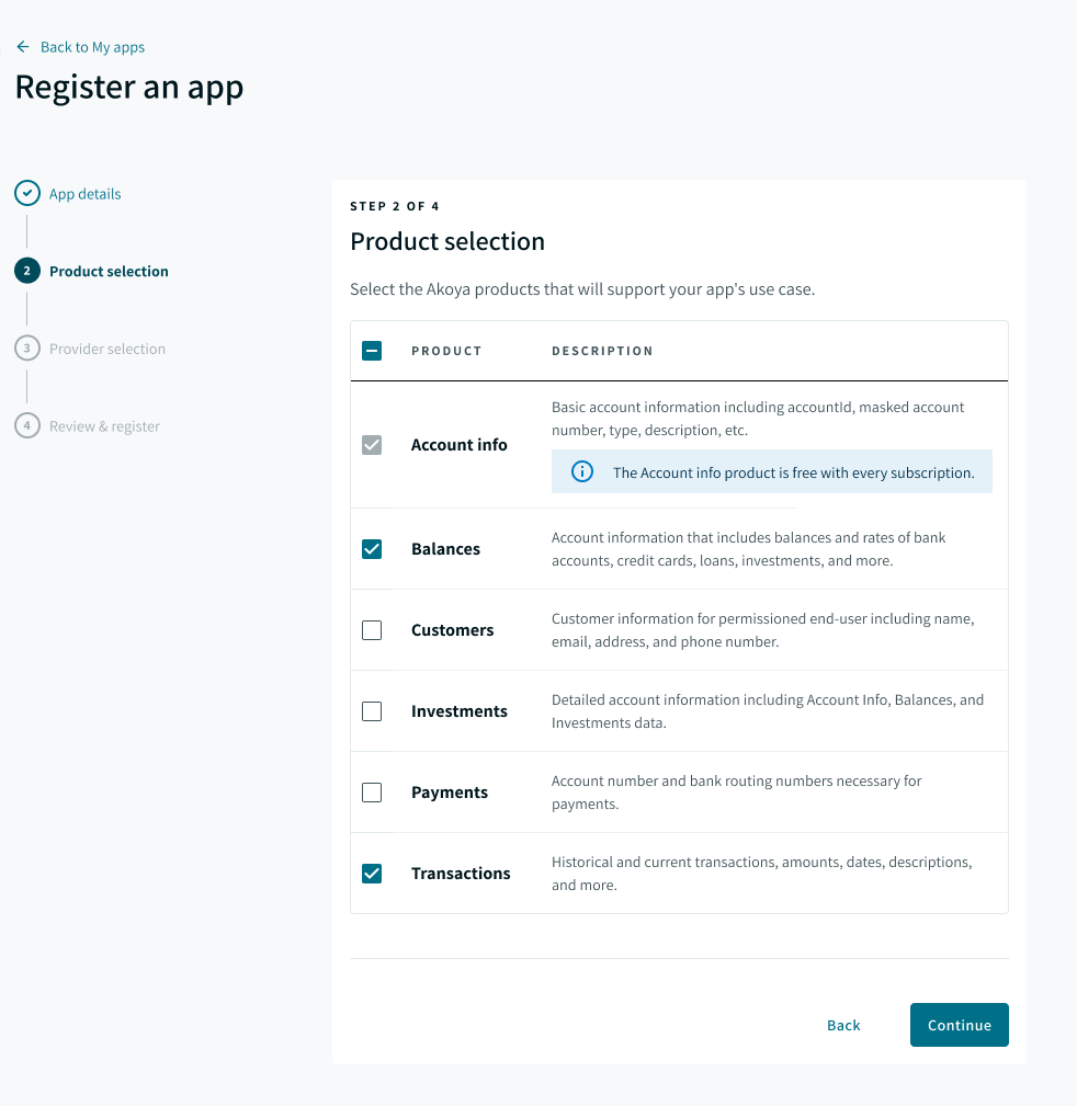 Register a production app - step 2