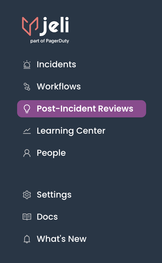 A screenshot of the Jeli UI showing how to access settings