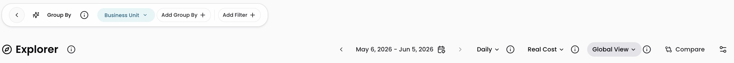 Views Dropdown in Explorer showing available Views