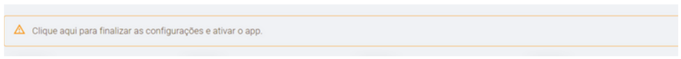 Tela de aviso de configuração do meio de pagamento Pix