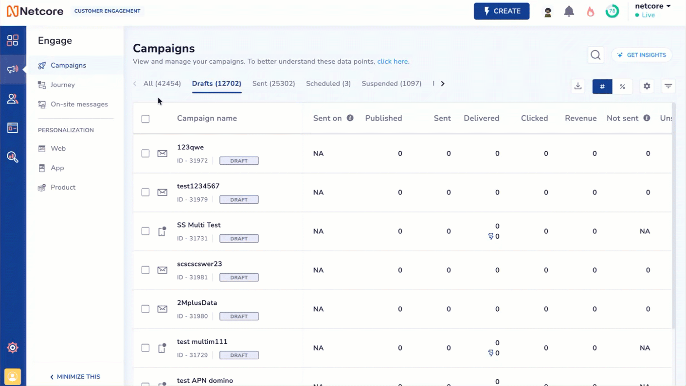 Delete Draft Campaigns in Bulk