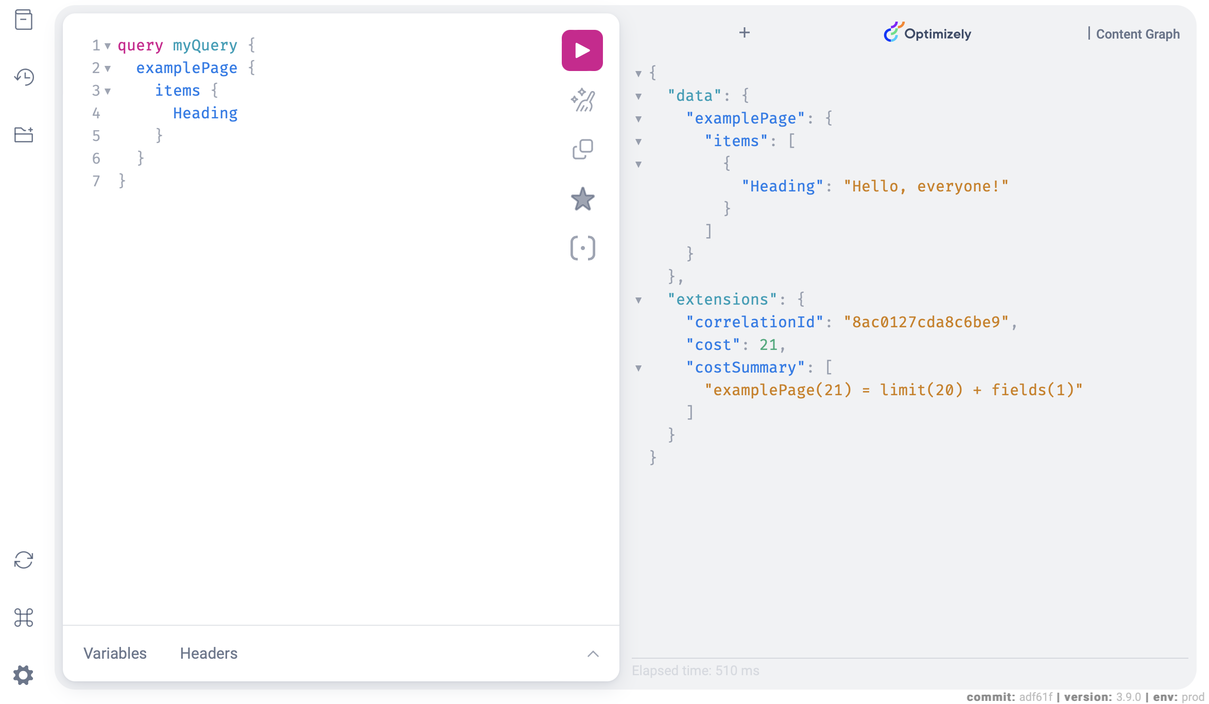 Example GraphQL query