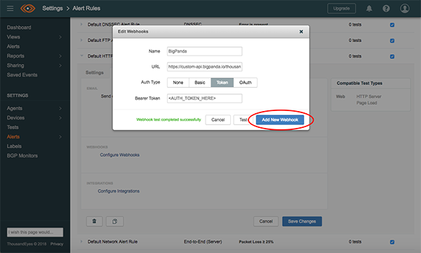 Configure BigPanda Webhook