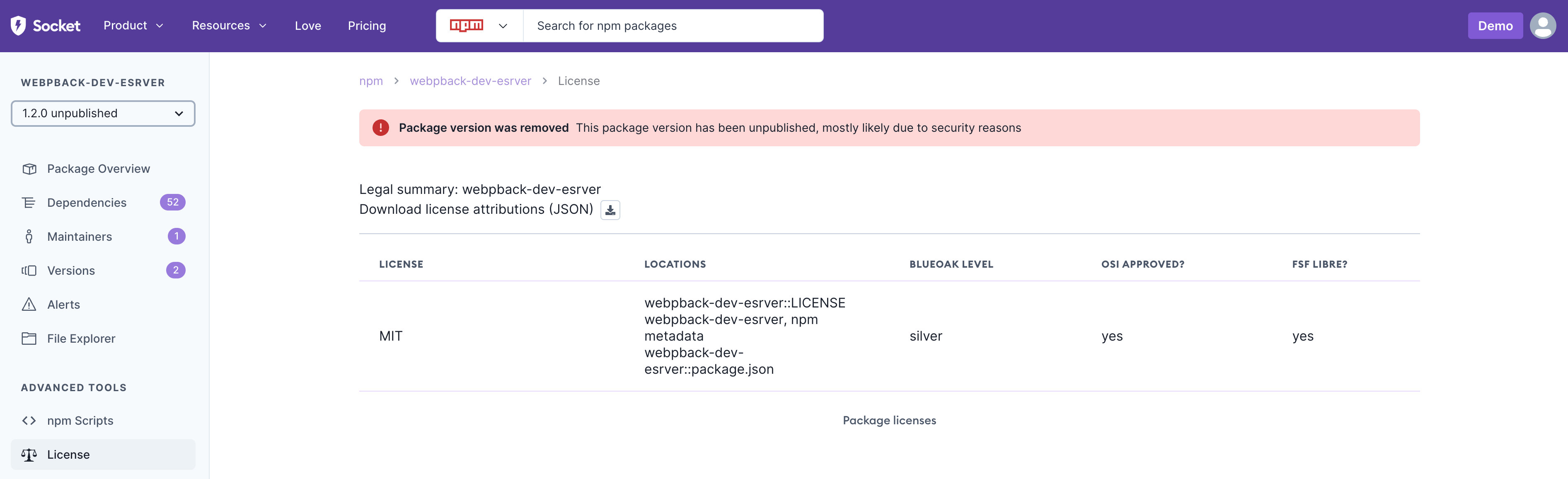 Package License Example