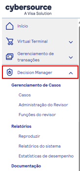 abrindo o menu DM