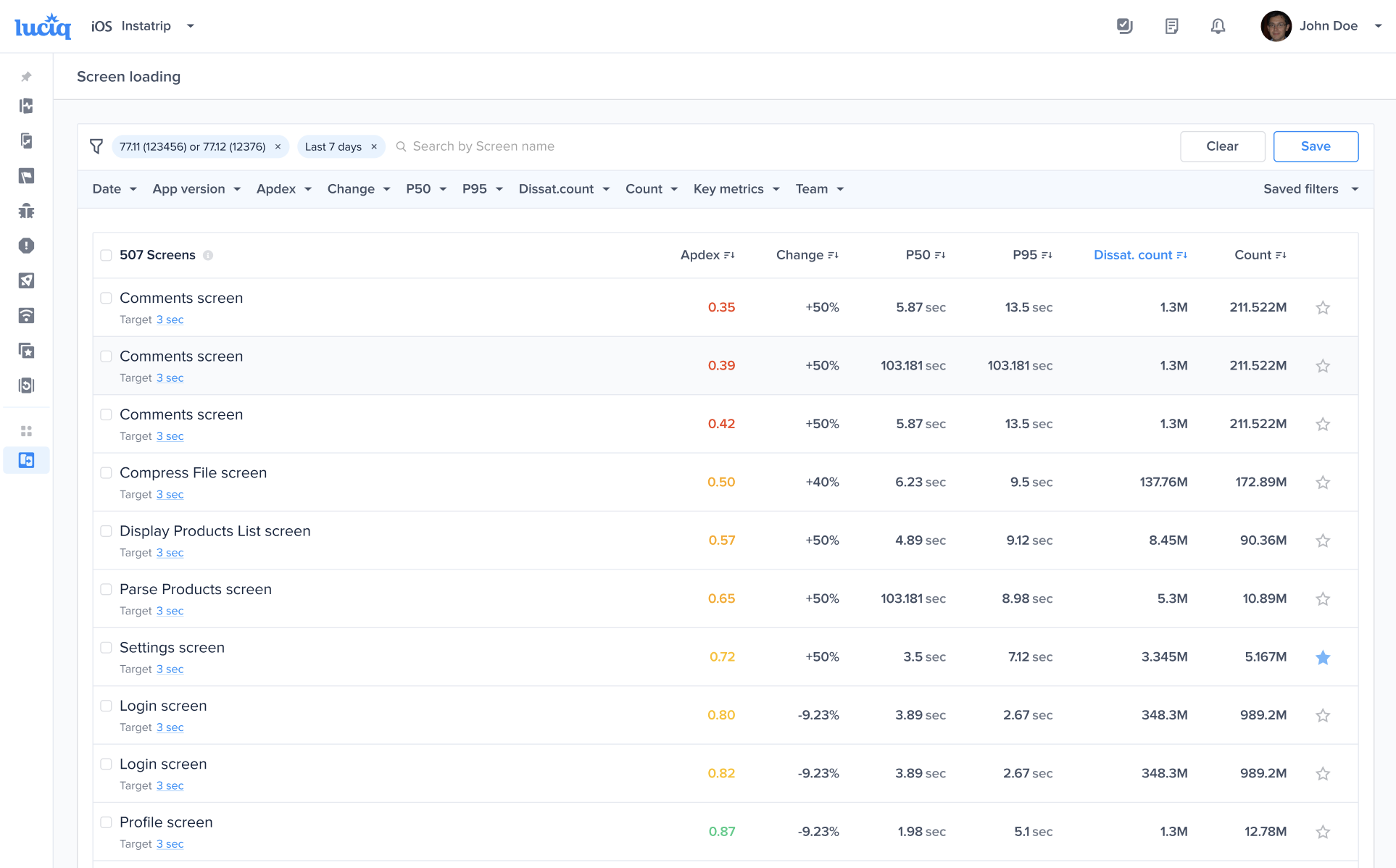 Click on the target CTA in the list to change the target for a satisfying loading duration.