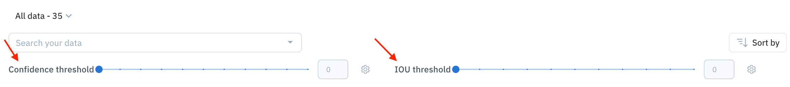 Use these sliders to adjust the threshold range. Click the gear icon to edit the threshold values.