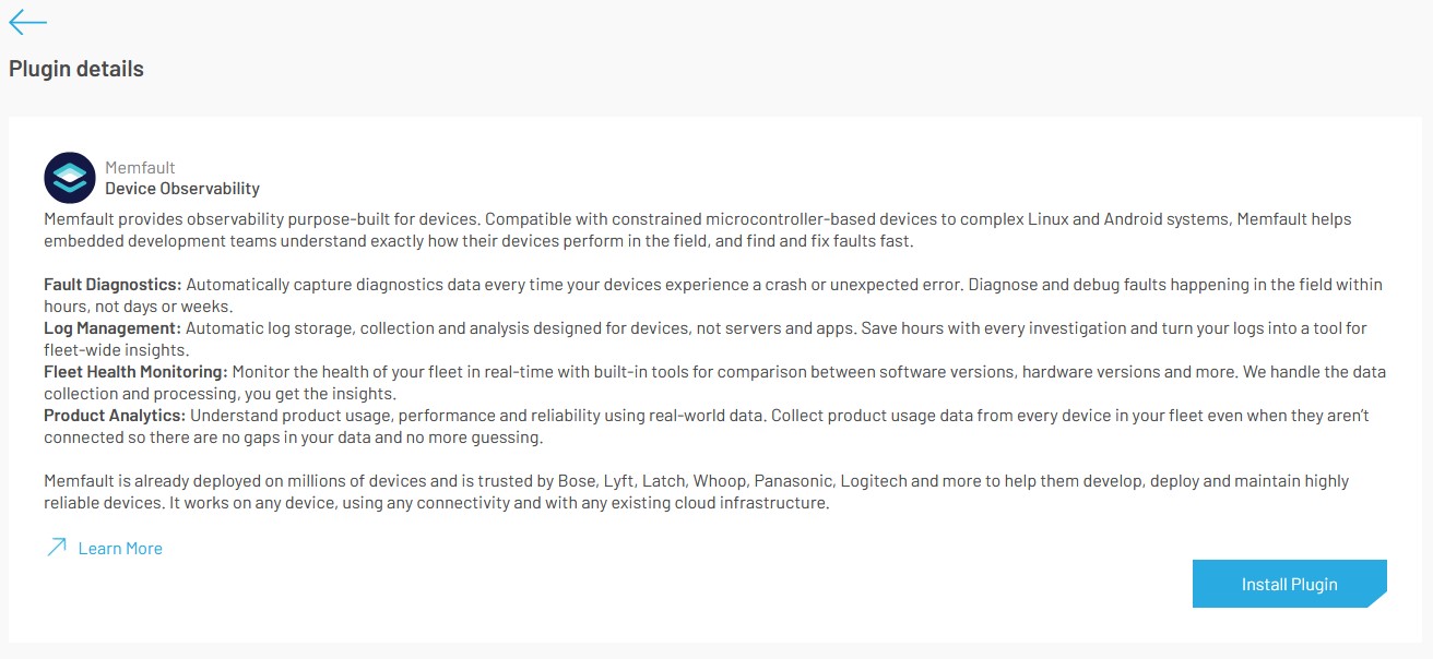 Memfault plugin details