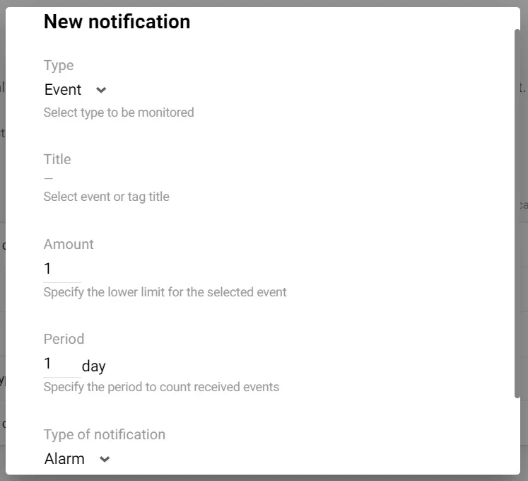 Notification parameters