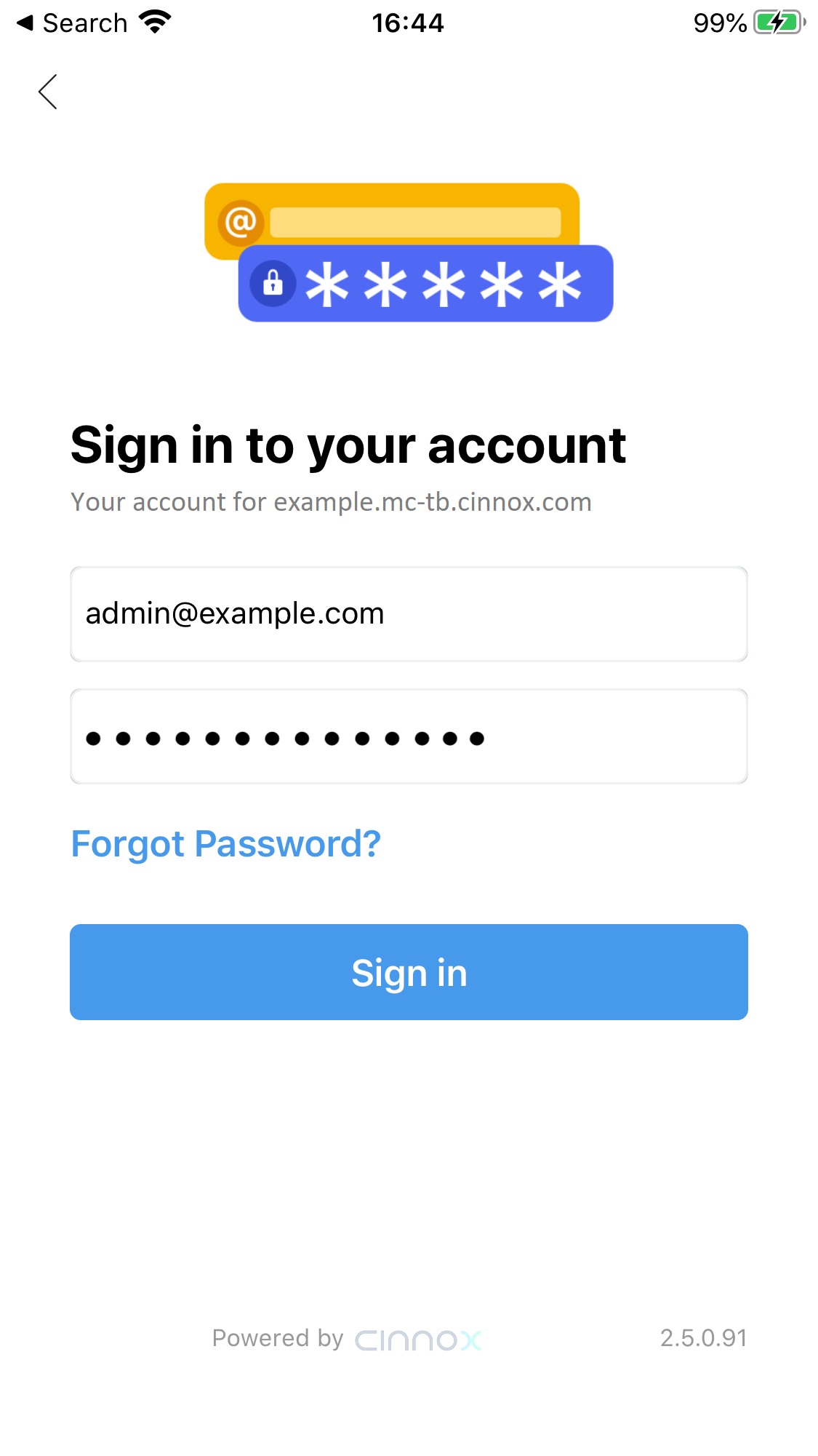 CINNOX Email and Password Sign In